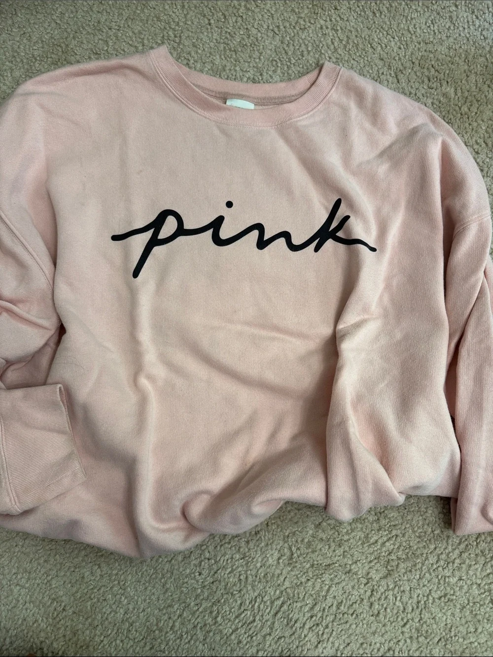 PINK Victoria's Secret Light Pink Crewneck Sweatshirt with Black Script